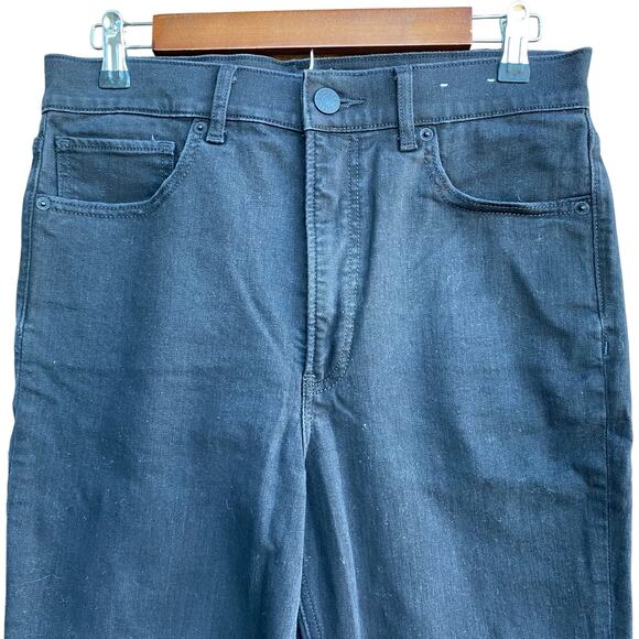 Express Women Black Denim Stretch Straight Super High Rise Crop Jeans Size 10 - Picture 2 of 7